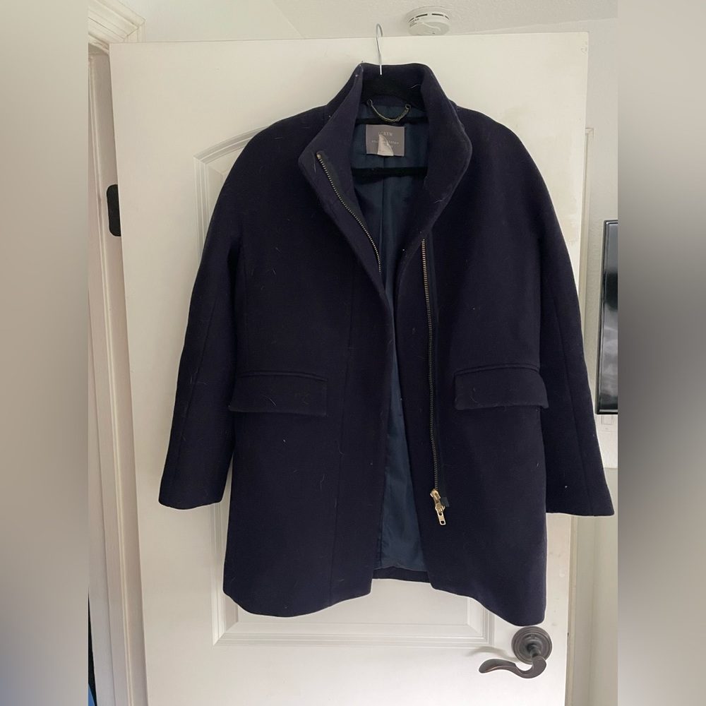 J Crew navy stadium cloth pea coat size 2